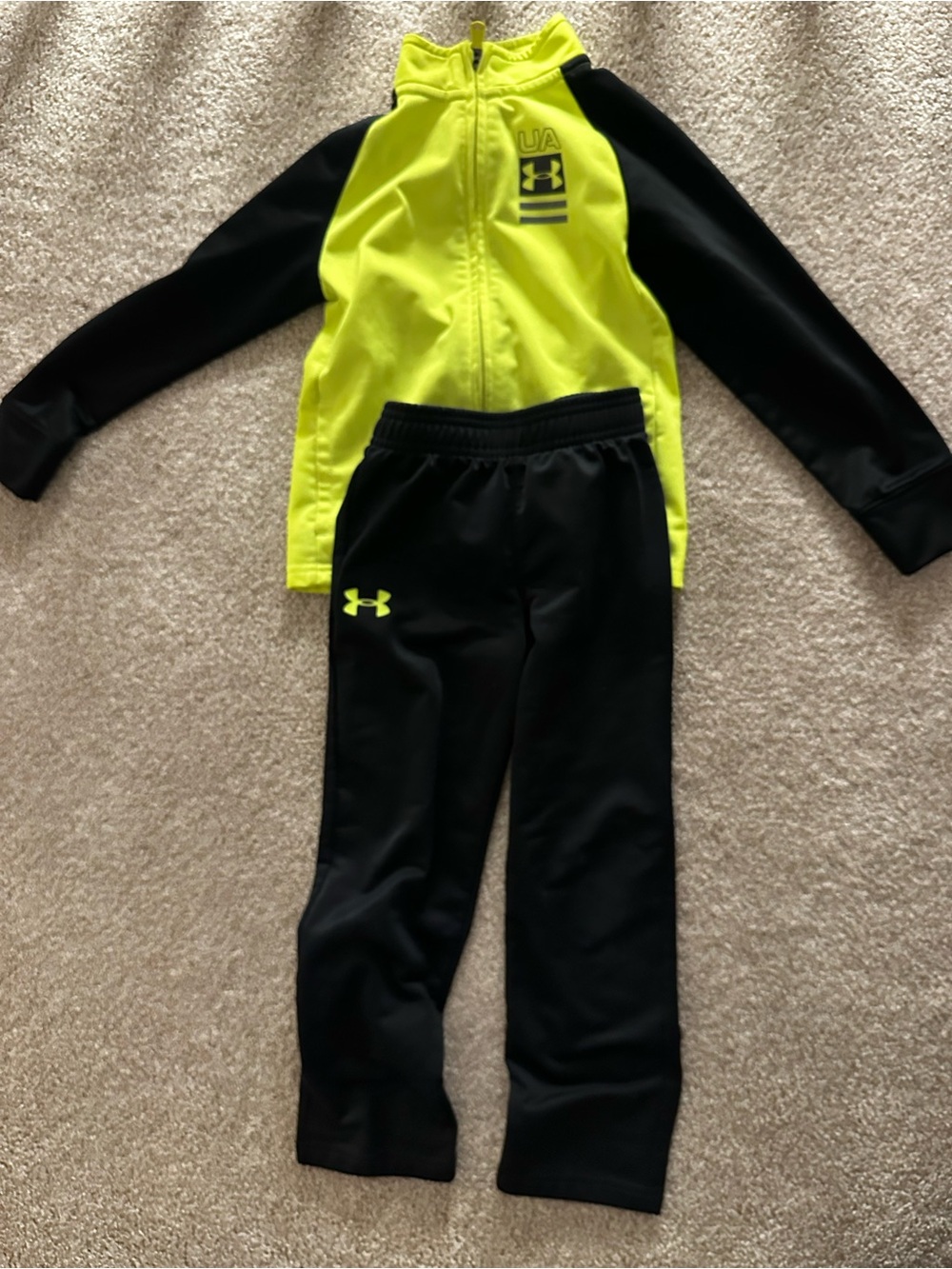 Under Armour Kids Black & Neon Yellow Track Jacket and Pants Set
